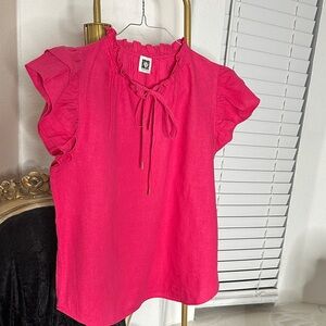 Anne Klein Elegant Fuchsia Ruffle Blouse